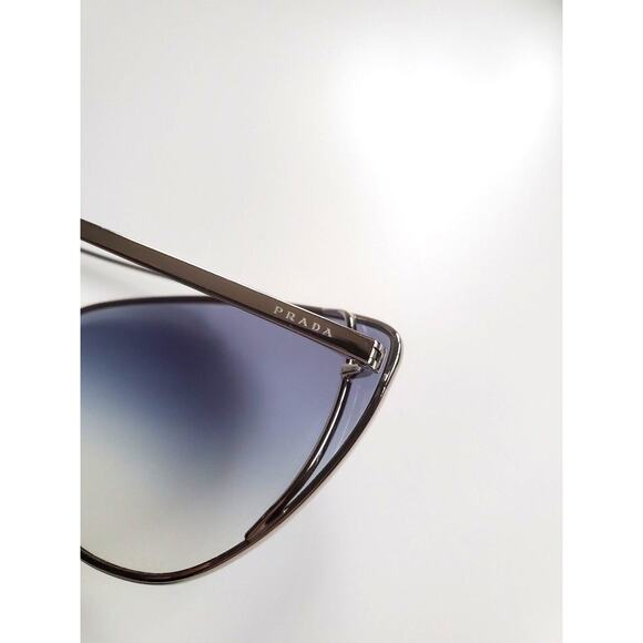 Prada Cat Eye Sunglasses SPR65V Blue Gradient Silver Metal Frame 68mm 130mm - Picture 8 of 11
